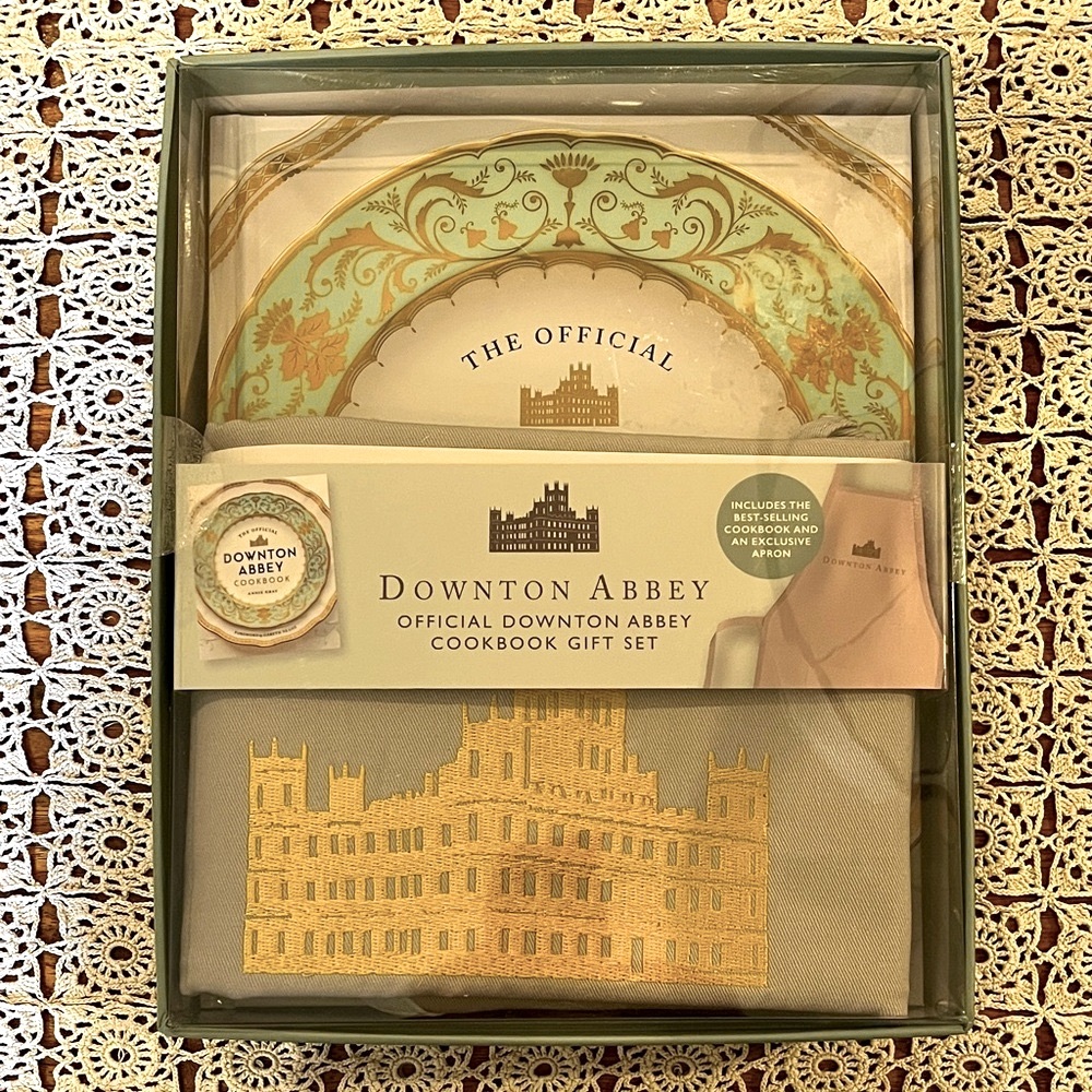Downton Abbey Cookbook and Embroidered Apron gift set